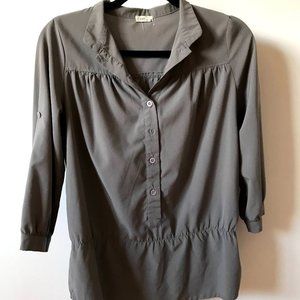 Light Grey Peplum Business Casual Blouse